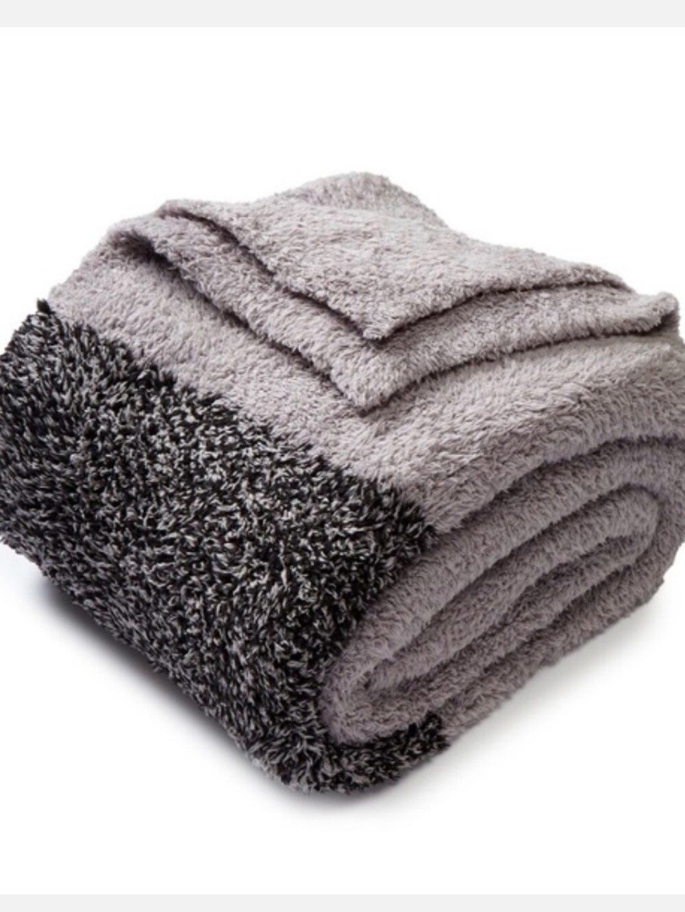 New Barefoot Dreams Cozy Chic Heathered Gray Stripe Throw 40 X 65